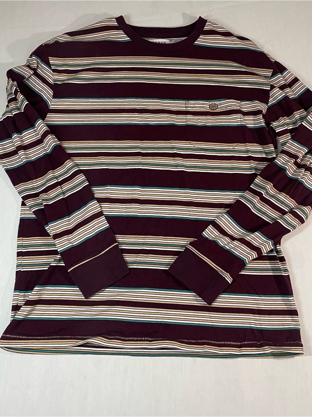PacSun Burgundy Striped Long-Sleeve Crewneck